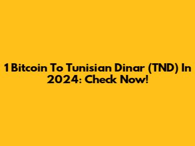 1 Bitcoin To Tunisian Dinar (TND) In 2024: Check Now!