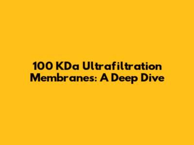 100 KDa Ultrafiltration Membranes: A Deep Dive