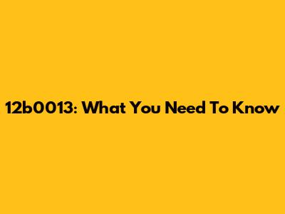12b0013: What You Need To Know