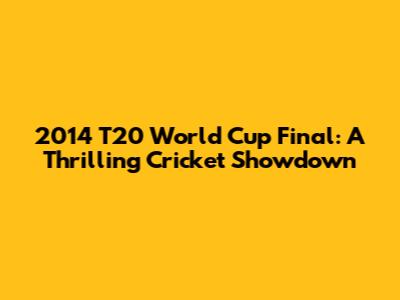 2014 T20 World Cup Final: A Thrilling Cricket Showdown