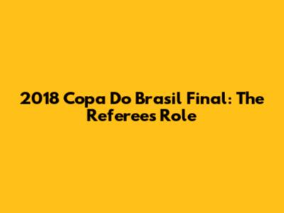 2018 Copa Do Brasil Final: The Referee's Role