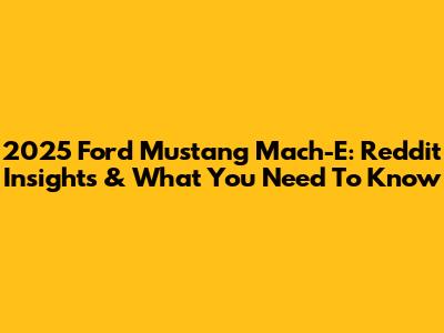 2025 Ford Mustang Mach-E: Reddit Insights & What You Need To Know