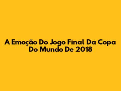 A Emoção Do Jogo Final Da Copa Do Mundo De 2018