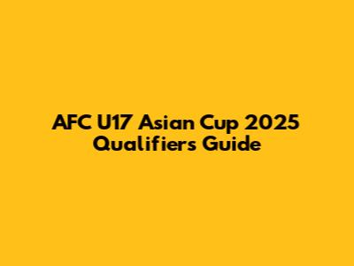 AFC U17 Asian Cup 2025 Qualifiers Guide