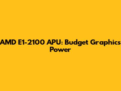 AMD E1-2100 APU: Budget Graphics Power
