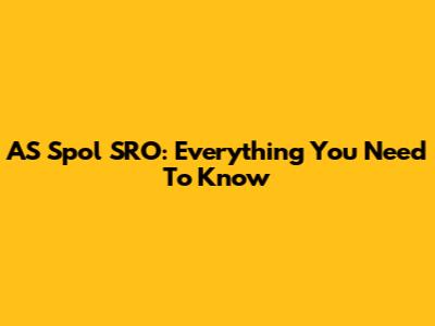 AS Spol SRO: Everything You Need To Know
