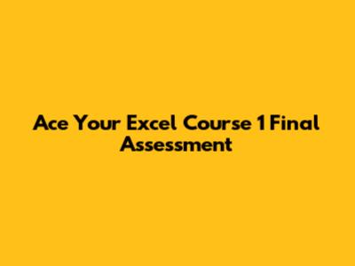 Ace Your Excel Course 1 Final Assessment