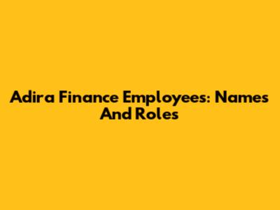 Adira Finance Employees: Names And Roles