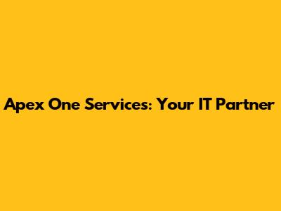 Apex One Services: Your IT Partner