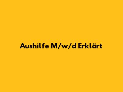 Aushilfe M/w/d Erklärt