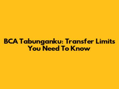 BCA Tabunganku: Transfer Limits You Need To Know
