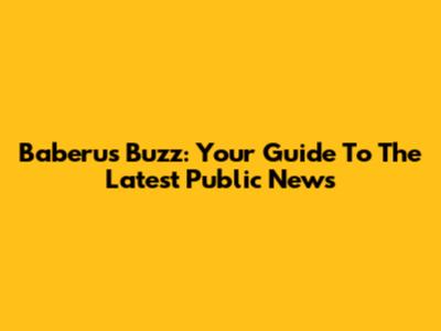 Baberu's Buzz: Your Guide To The Latest Public News