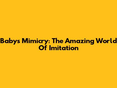Baby's Mimicry: The Amazing World Of Imitation