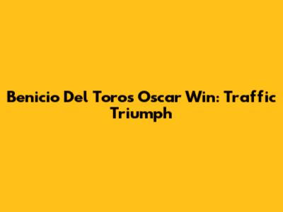 Benicio Del Toro's Oscar Win: Traffic Triumph