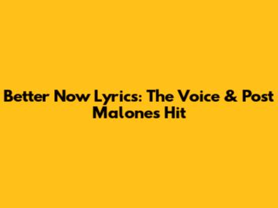 Better Now Lyrics: The Voice & Post Malone's Hit