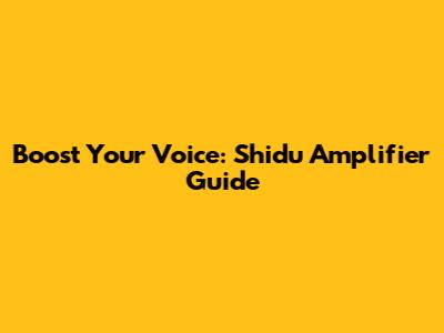 Boost Your Voice: Shidu Amplifier Guide