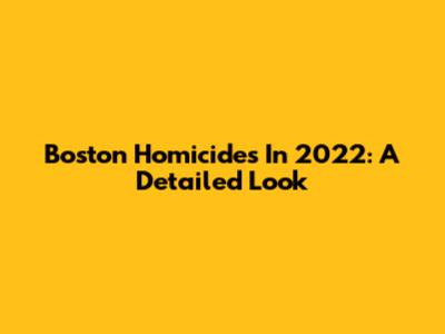 Boston Homicides In 2022: A Detailed Look