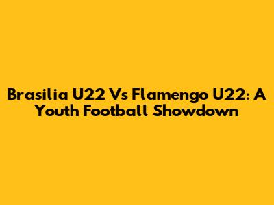Brasilia U22 Vs Flamengo U22: A Youth Football Showdown