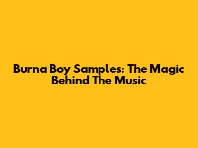 Burna Boy Samples: The Magic Behind The Music