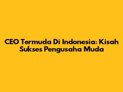 CEO Termuda Di Indonesia: Kisah Sukses Pengusaha Muda