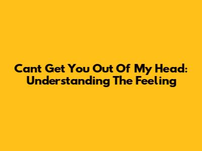 Can't Get You Out Of My Head: Understanding The Feeling