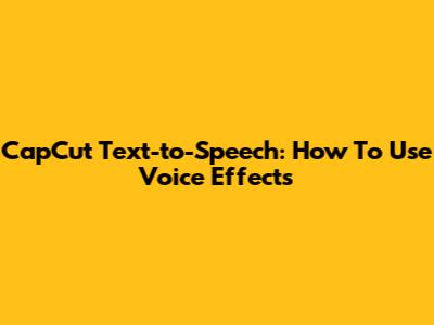 CapCut Text-to-Speech: How To Use Voice Effects