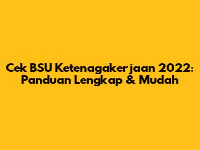 Cek BSU Ketenagakerjaan 2022: Panduan Lengkap & Mudah