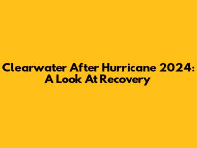 Clearwater After Hurricane 2024: A Look At Recovery