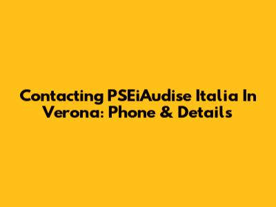 Contacting PSEiAudise Italia In Verona: Phone & Details