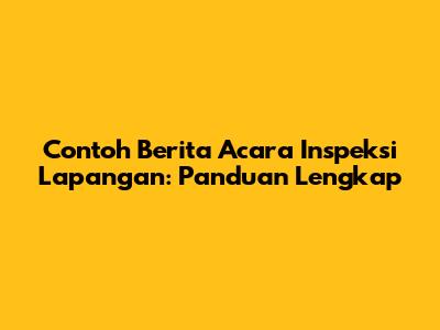 Contoh Berita Acara Inspeksi Lapangan: Panduan Lengkap