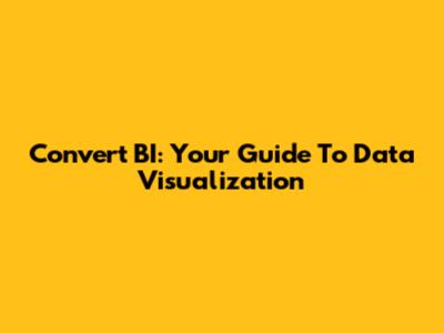 Convert BI: Your Guide To Data Visualization
