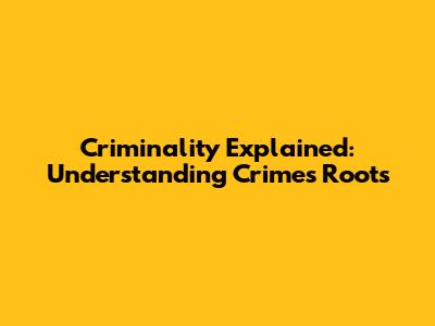 Criminality Explained: Understanding Crime's Roots