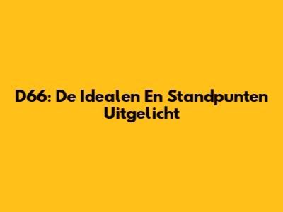 D66: De Idealen En Standpunten Uitgelicht