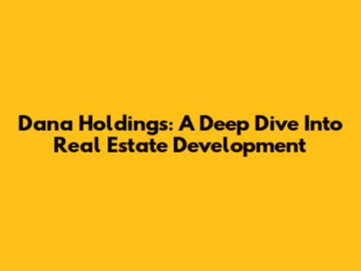 Dana Holdings: A Deep Dive Into Real Estate Development