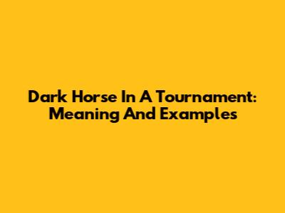Dark Horse In A Tournament: Meaning And Examples