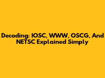 Decoding: IOSC, WWW, OSCG, And NETSC Explained Simply