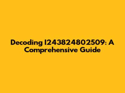 Decoding I243824802509: A Comprehensive Guide