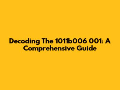 Decoding The 1011b006 001: A Comprehensive Guide