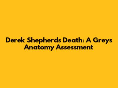 Derek Shepherd's Death: A Grey's Anatomy Assessment