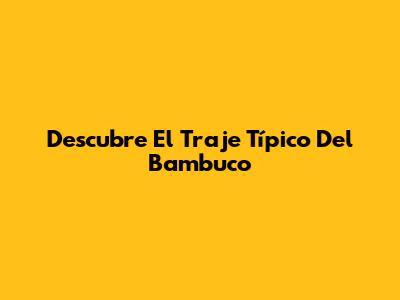 Descubre El Traje Típico Del Bambuco