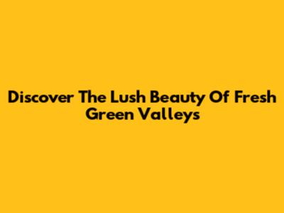 Discover The Lush Beauty Of Fresh Green Valleys