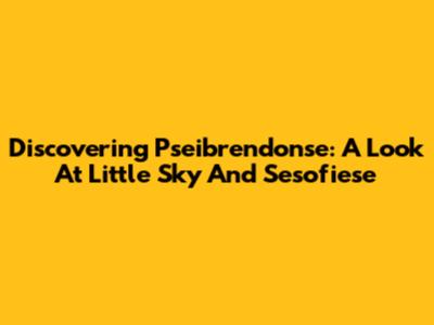 Discovering Pseibrendonse: A Look At Little Sky And Sesofiese