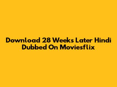 Download 28 Weeks Later Hindi Dubbed On Moviesflix