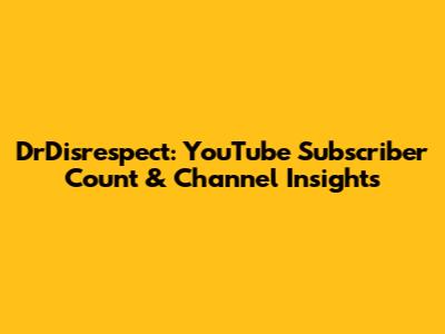 DrDisrespect: YouTube Subscriber Count & Channel Insights