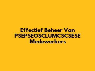 Effectief Beheer Van PSEPSEOSCLUMCSCSESE Medewerkers