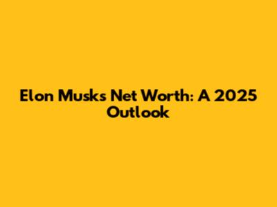 Elon Musk's Net Worth: A 2025 Outlook