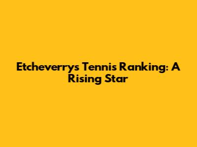 Etcheverry's Tennis Ranking: A Rising Star