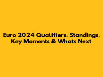 Euro 2024 Qualifiers: Standings, Key Moments & What's Next