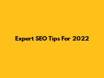 Expert SEO Tips For 2022