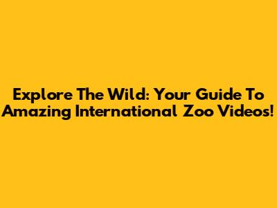 Explore The Wild: Your Guide To Amazing International Zoo Videos!